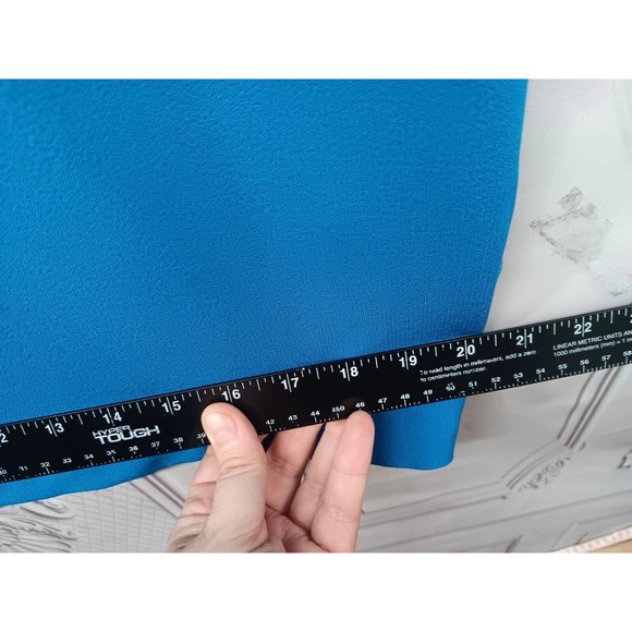 NWT Sandra Darren Dress Women's Size 10 Sheath Stretch Ruffle Neckline Blueberry - Picture 16 of 16